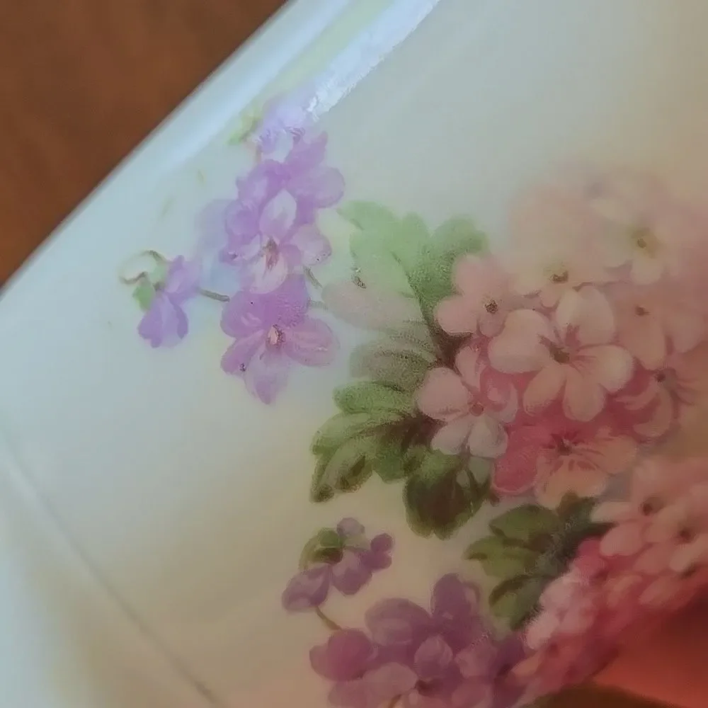 Antique Vintage Germany Porcelain Shaving Mug Cup Pink Roses Luster Germany home